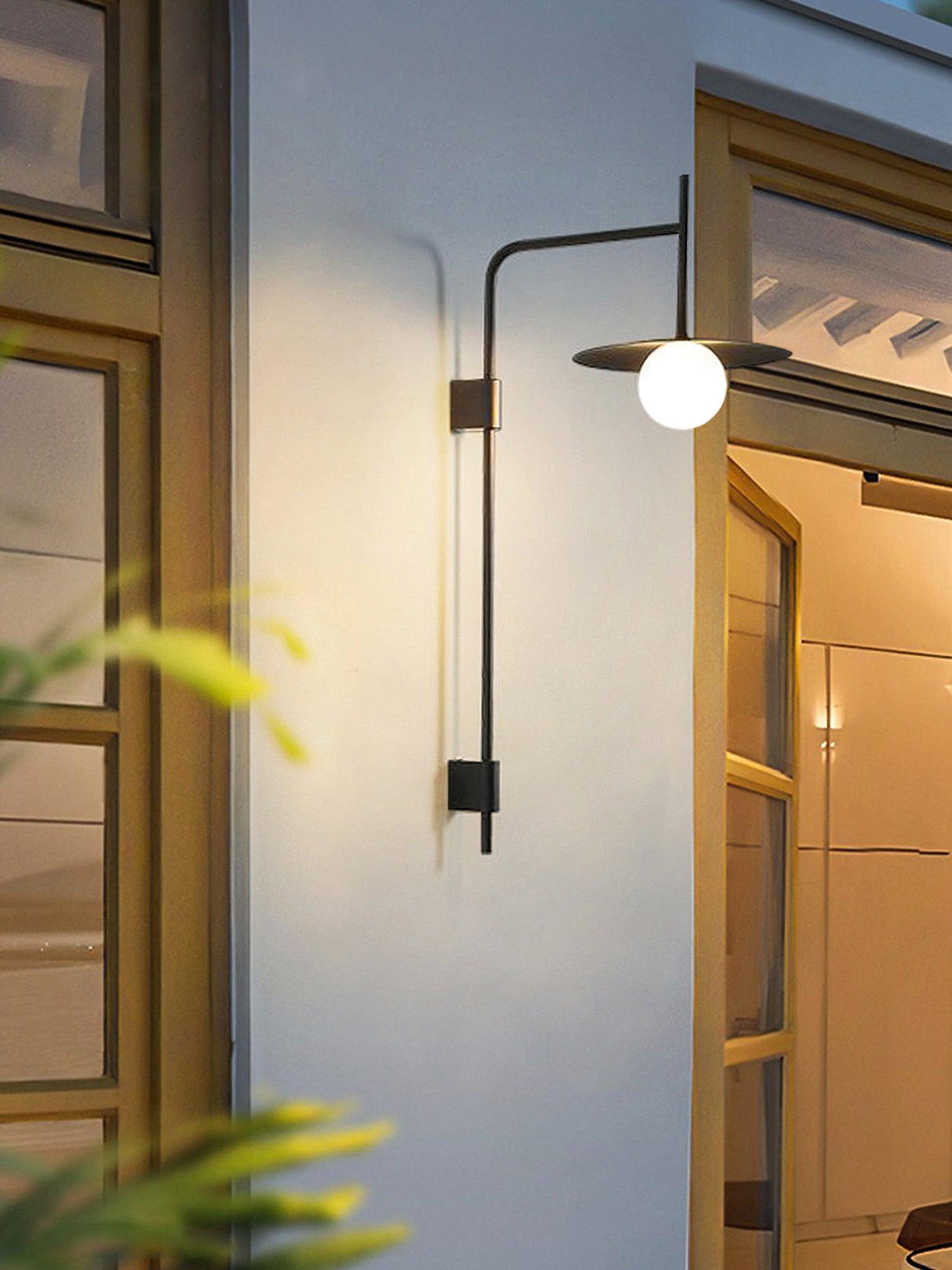 Modern Gea Swing Arm Wall Lamp with Frosted Glass Shade and Adjustable Iron Frame for Indoor Lighting