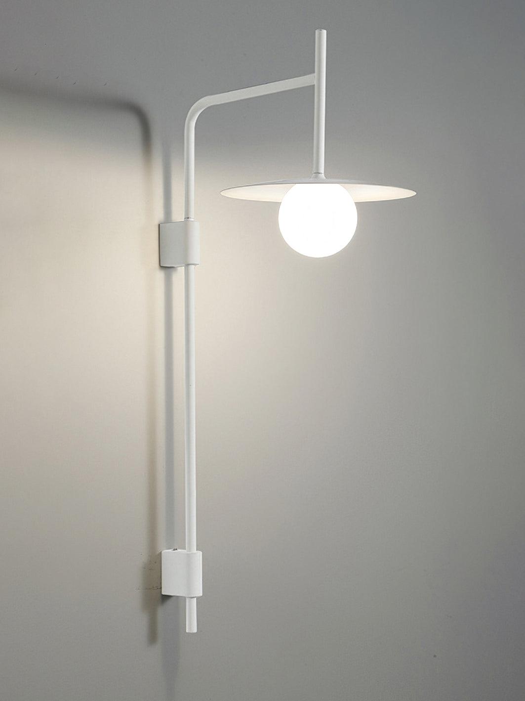 Modern Gea Swing Arm Wall Lamp with Frosted Glass Shade and Adjustable Iron Frame for Indoor Lighting