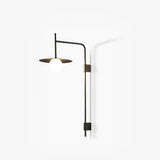 Modern Gea Swing Arm Wall Lamp with Frosted Glass Shade and Adjustable Iron Frame for Indoor Lighting