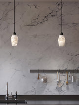 Modern Geometric Alabaster and Brass Pendant Light for Contemporary Home Interiors