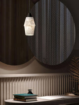 Modern Geometric Alabaster and Brass Pendant Light for Contemporary Home Interiors