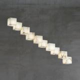 Modern Geometric Alabaster Box Pendant Light White Stone Cube Hanging Chandelier