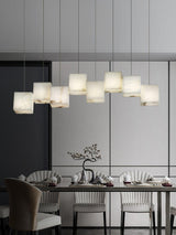Modern Geometric Alabaster Box Pendant Light White Stone Cube Hanging Chandelier
