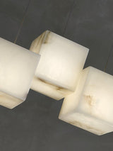 Modern Geometric Alabaster Box Pendant Light White Stone Cube Hanging Chandelier