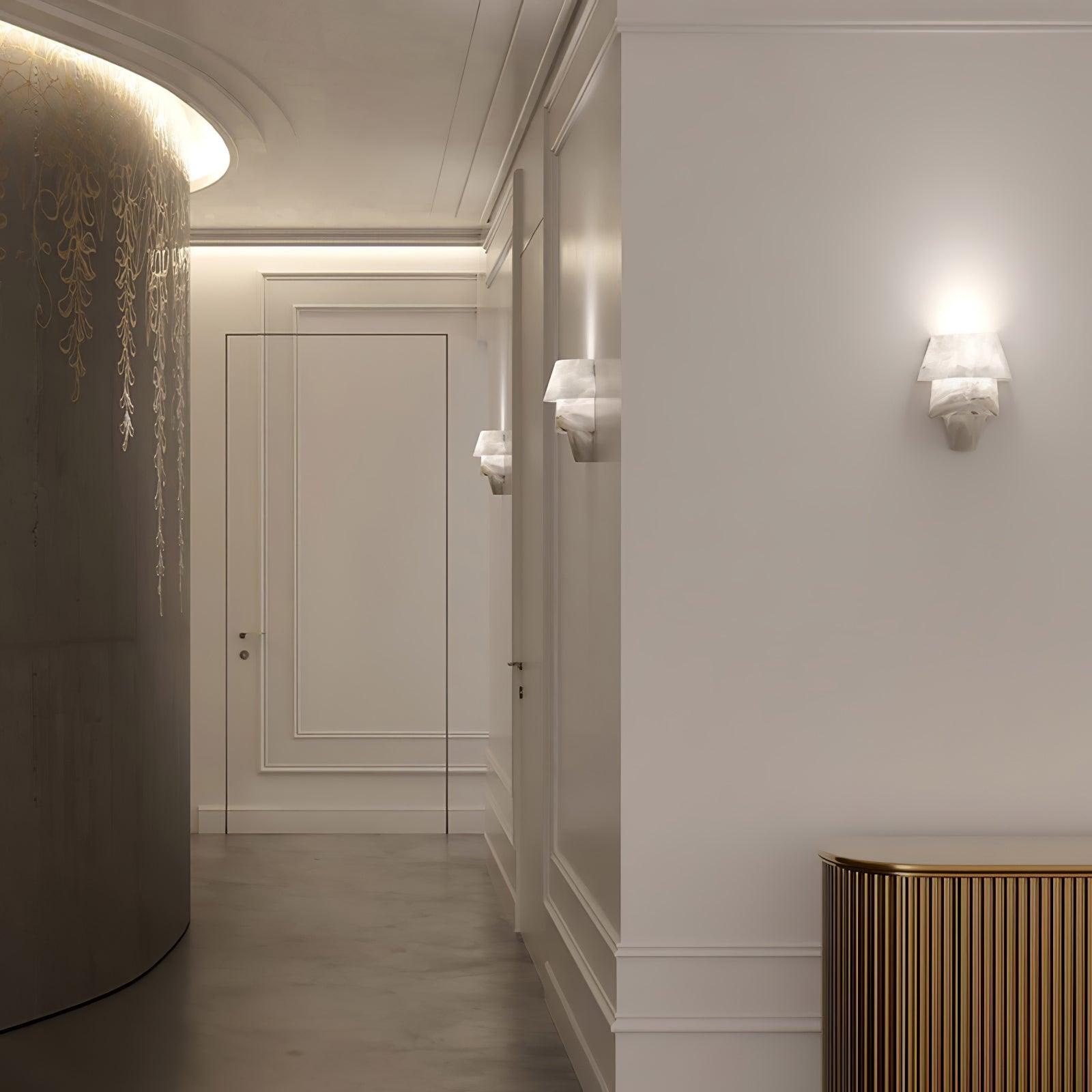Modern Geometric Alabaster Sconce Wall Light LED Indoor Uplight Bracket Fixture