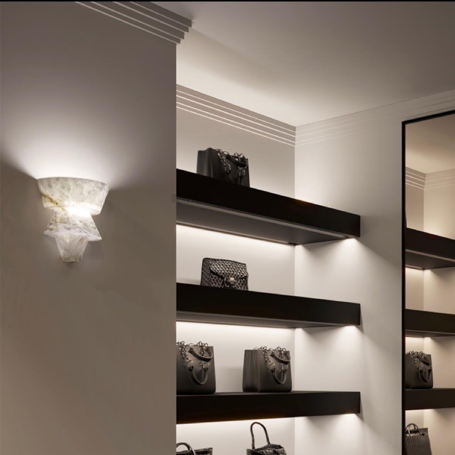 Modern Geometric Alabaster Sconce Wall Light LED Indoor Uplight Bracket Fixture