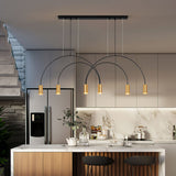 Modern Geometric Arcs Pendant Chandelier with Cylindrical Aluminum Heads and Adjustable Arms