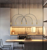 Modern Geometric Arcs Pendant Chandelier with Cylindrical Aluminum Heads and Adjustable Arms