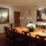 Modern Geometric Arcs Pendant Chandelier with Cylindrical Aluminum Heads and Adjustable Arms