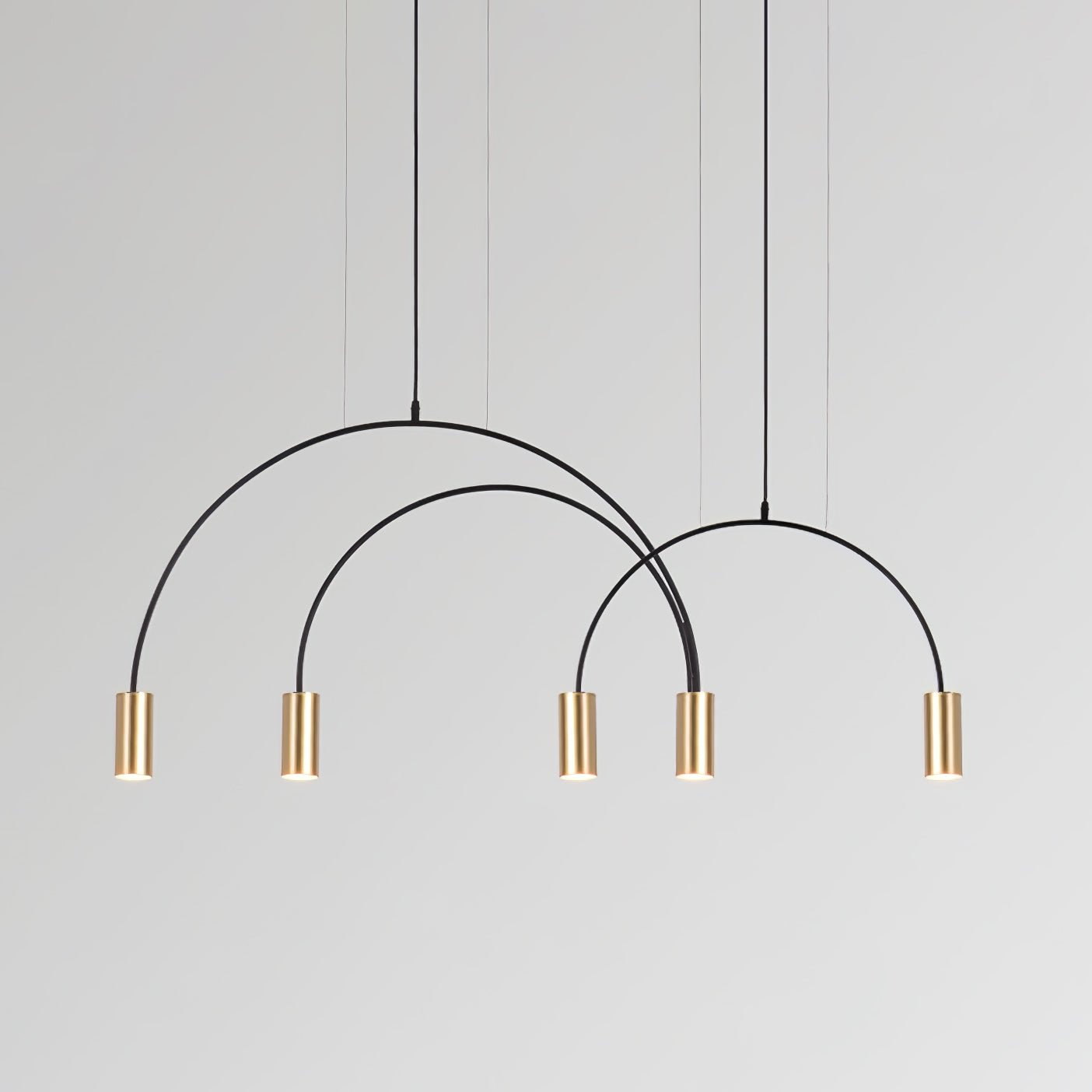 Modern Geometric Arcs Pendant Chandelier with Cylindrical Aluminum Heads and Adjustable Arms