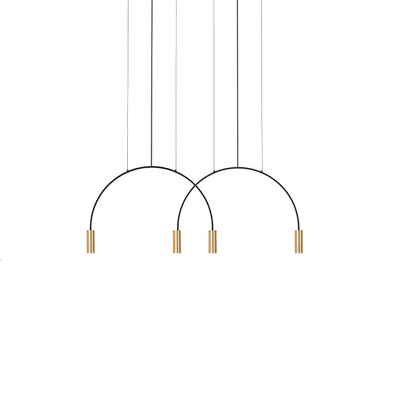 Modern Geometric Arcs Pendant Chandelier with Cylindrical Aluminum Heads and Adjustable Arms