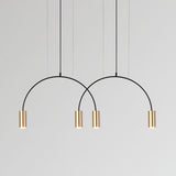 Modern Geometric Arcs Pendant Chandelier with Cylindrical Aluminum Heads and Adjustable Arms