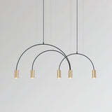 Modern Geometric Arcs Pendant Chandelier with Cylindrical Aluminum Heads and Adjustable Arms