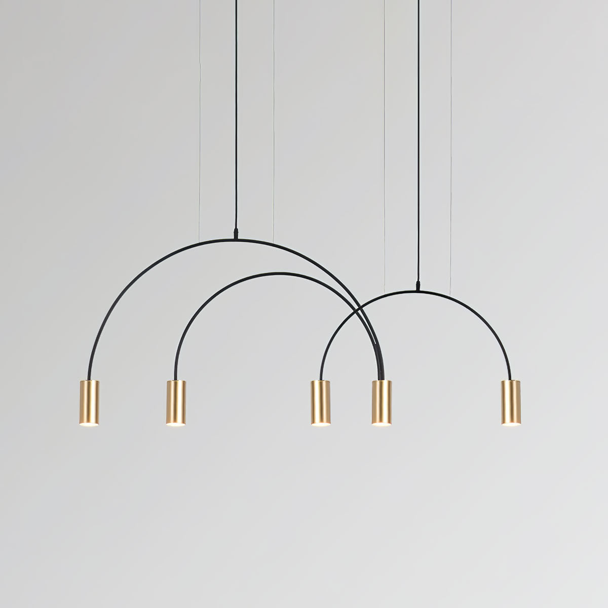 Modern Geometric Arcs Pendant Chandelier with Cylindrical Aluminum Heads and Adjustable Arms