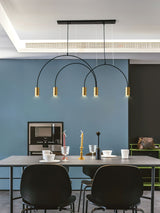 Modern Geometric Arcs Pendant Chandelier with Cylindrical Aluminum Heads and Adjustable Arms