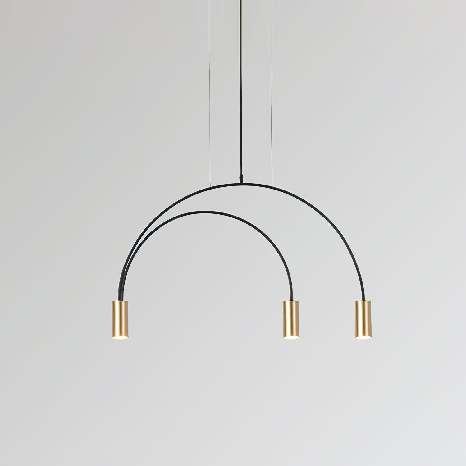 Modern Geometric Arcs Pendant Chandelier with Cylindrical Aluminum Heads and Adjustable Arms