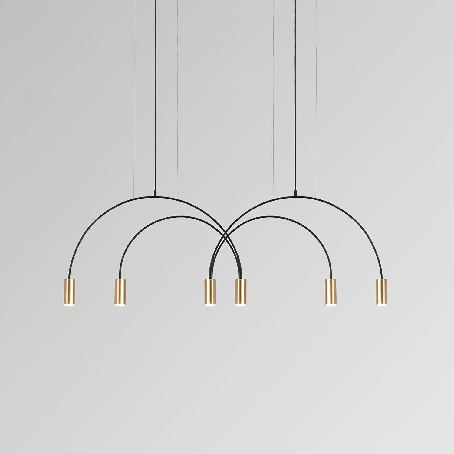 Modern Geometric Arcs Pendant Chandelier with Cylindrical Aluminum Heads and Adjustable Arms