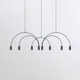 Modern Geometric Arcs Pendant Chandelier with Cylindrical Aluminum Heads and Adjustable Arms