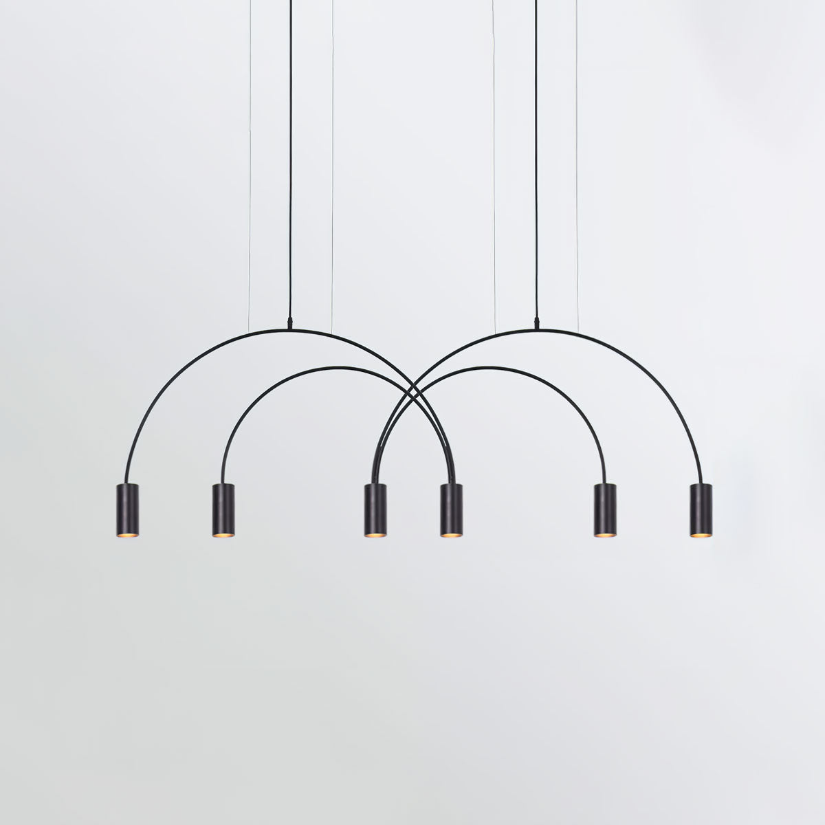 Modern Geometric Arcs Pendant Chandelier with Cylindrical Aluminum Heads and Adjustable Arms