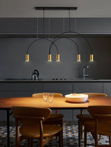 Modern Geometric Arcs Pendant Chandelier with Cylindrical Aluminum Heads and Adjustable Arms