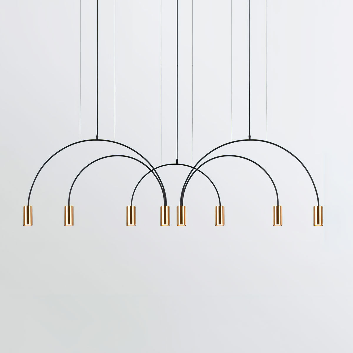 Modern Geometric Arcs Pendant Chandelier with Cylindrical Aluminum Heads and Adjustable Arms