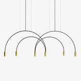 Modern Geometric Arcs Pendant Chandelier with Cylindrical Aluminum Heads and Adjustable Arms