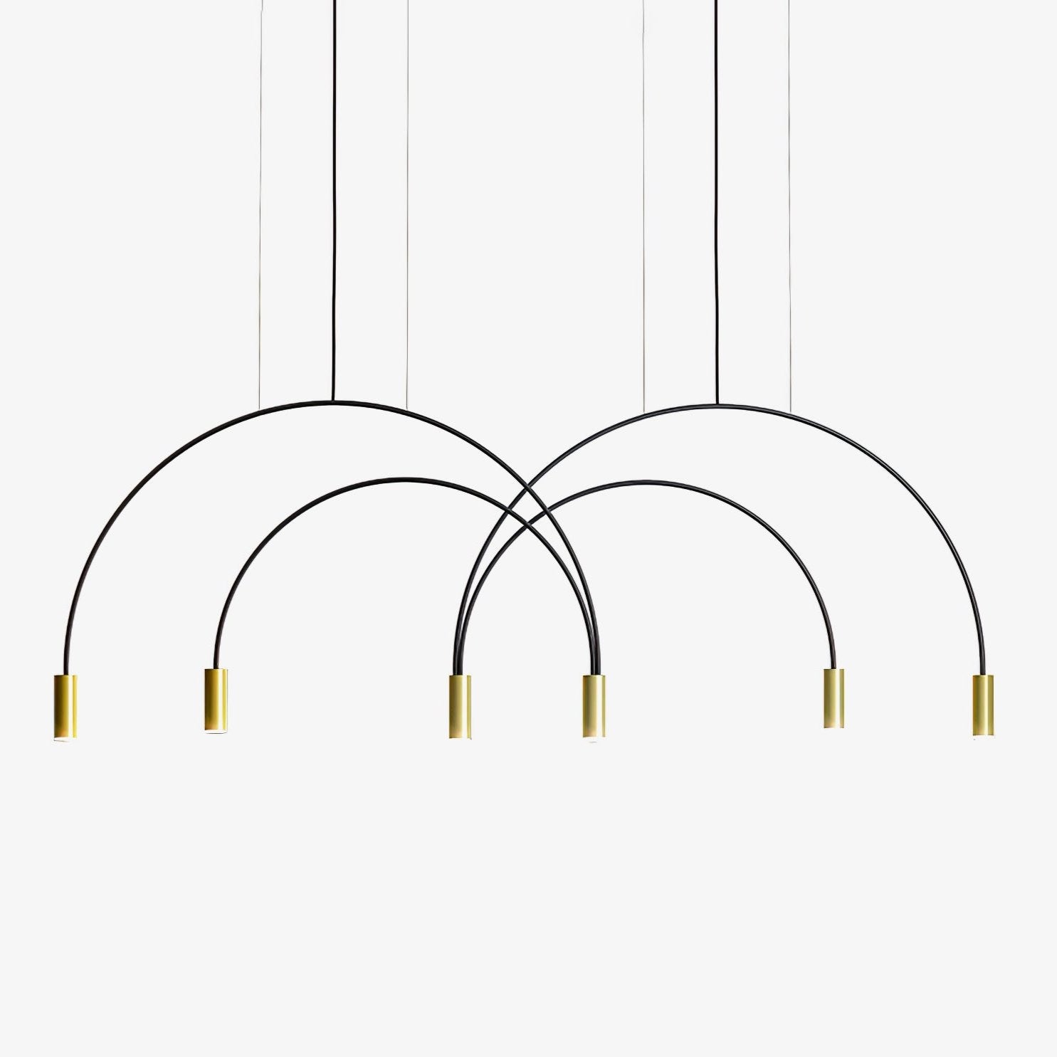 Modern Geometric Arcs Pendant Chandelier with Cylindrical Aluminum Heads and Adjustable Arms