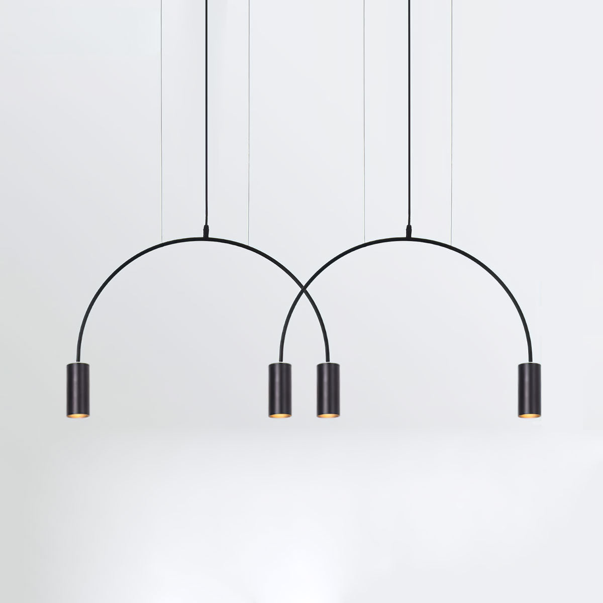 Modern Geometric Arcs Pendant Chandelier with Cylindrical Aluminum Heads and Adjustable Arms