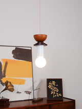 Modern Geometric Building Blocks Hanging Pendant Light with Wood and Metal Accents