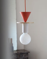 Modern Geometric Building Blocks Hanging Pendant Light with Wood and Metal Accents