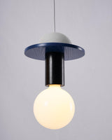 Modern Geometric Building Blocks Hanging Pendant Light with Wood and Metal Accents