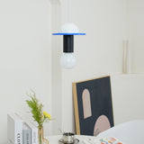 Modern Geometric Building Blocks Hanging Pendant Light with Wood and Metal Accents