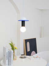 Modern Geometric Building Blocks Hanging Pendant Light with Wood and Metal Accents