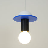 Modern Geometric Building Blocks Hanging Pendant Light with Wood and Metal Accents