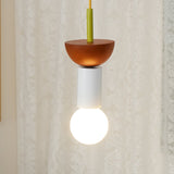 Modern Geometric Building Blocks Hanging Pendant Light with Wood and Metal Accents