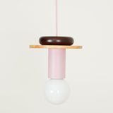 Modern Geometric Building Blocks Hanging Pendant Light with Wood and Metal Accents