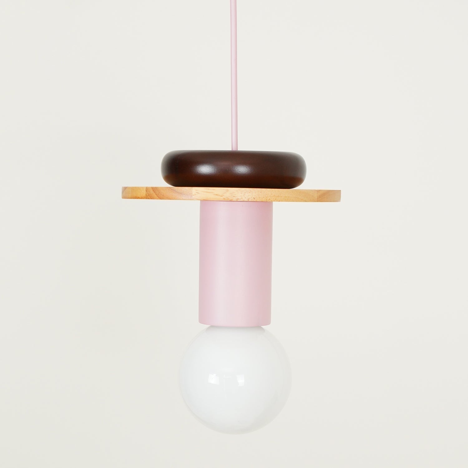 Modern Geometric Building Blocks Hanging Pendant Light with Wood and Metal Accents