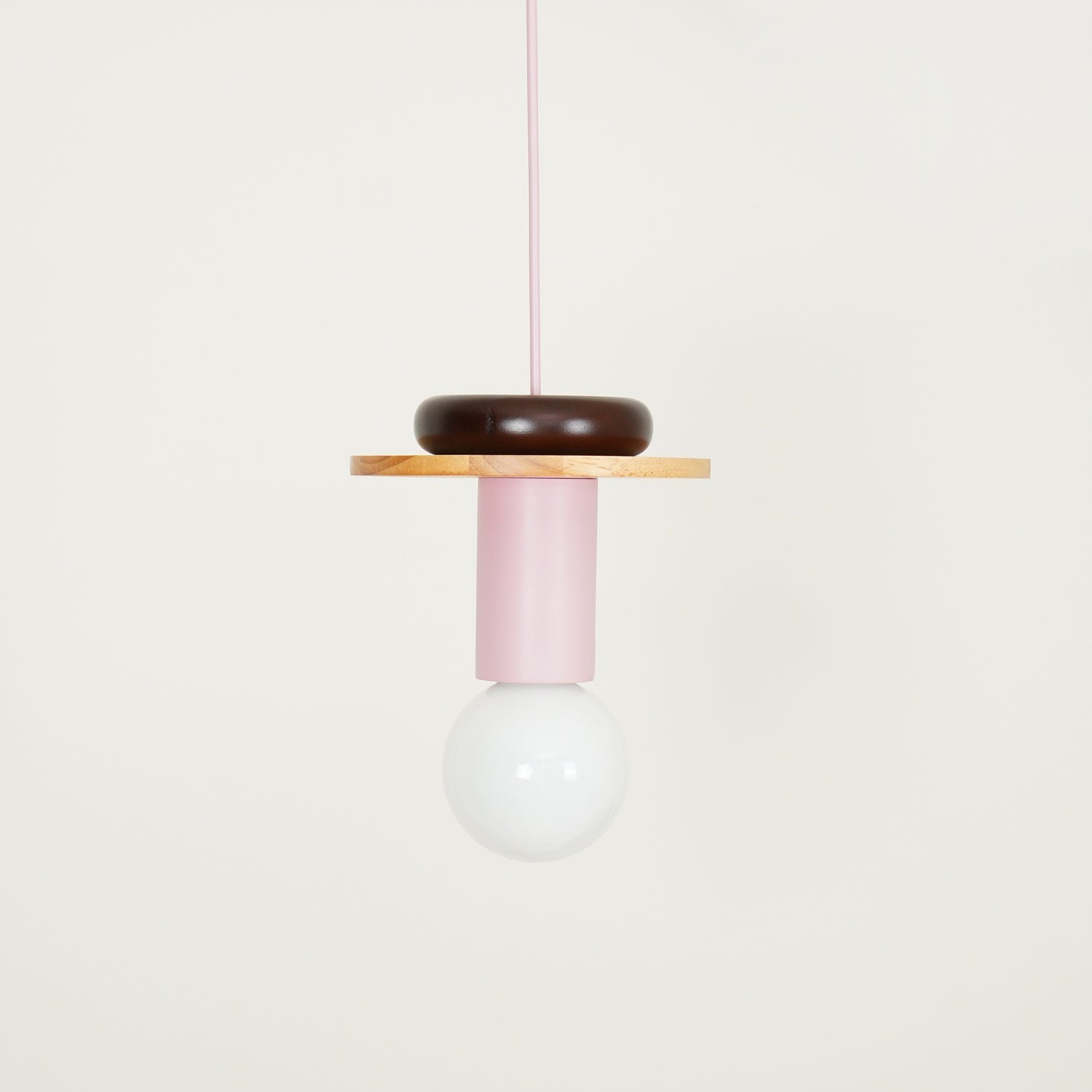 Modern Geometric Building Blocks Hanging Pendant Light with Wood and Metal Accents