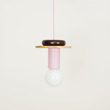 Modern Geometric Building Blocks Hanging Pendant Light with Wood and Metal Accents