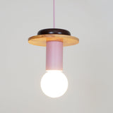Modern Geometric Building Blocks Hanging Pendant Light with Wood and Metal Accents