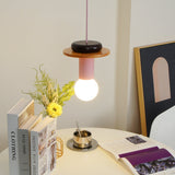 Modern Geometric Building Blocks Hanging Pendant Light with Wood and Metal Accents