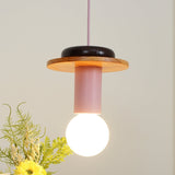 Modern Geometric Building Blocks Hanging Pendant Light with Wood and Metal Accents