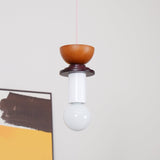 Modern Geometric Building Blocks Hanging Pendant Light with Wood and Metal Accents