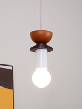 Modern Geometric Building Blocks Hanging Pendant Light with Wood and Metal Accents