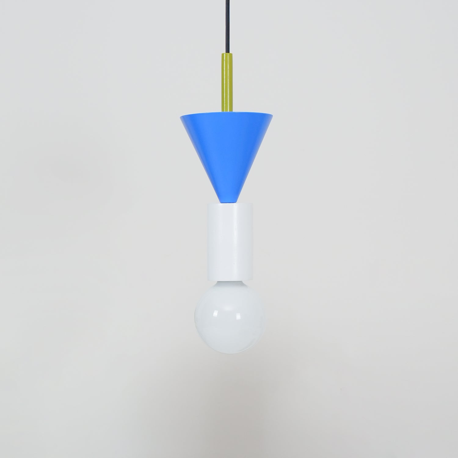Modern Geometric Building Blocks Hanging Pendant Light with Wood and Metal Accents