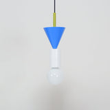 Modern Geometric Building Blocks Hanging Pendant Light with Wood and Metal Accents