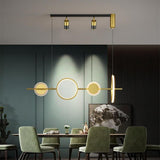 Modern Geometric Circles Linear LED Chandelier Black and Gold Kitchen Island Pendant Light