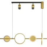 Modern Geometric Circles Linear LED Chandelier Black and Gold Kitchen Island Pendant Light