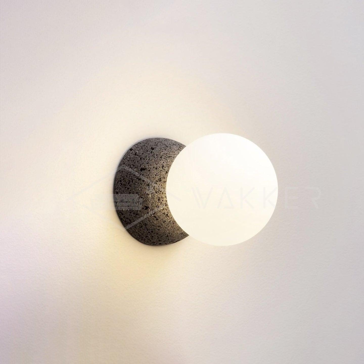 Modern Geometric Concrete and Glass Wall Sconce Set of 2 for Indoor Lighting