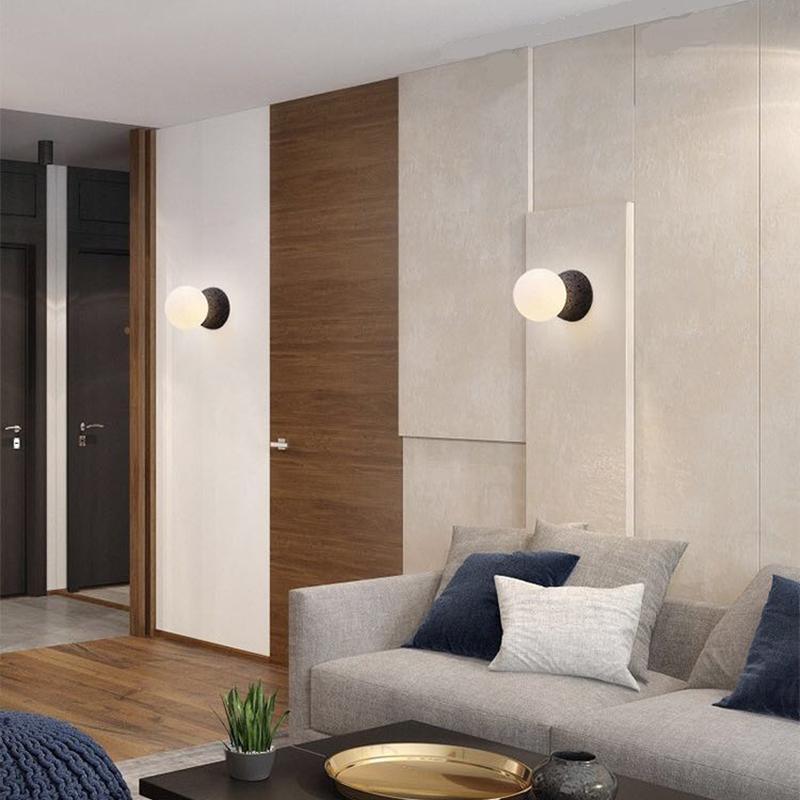 Modern Geometric Concrete and Glass Wall Sconce Set of 2 for Indoor Lighting